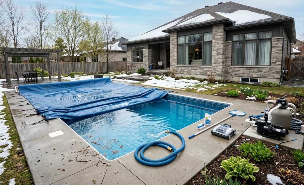 Pool opening Spring time Ottawa Canada